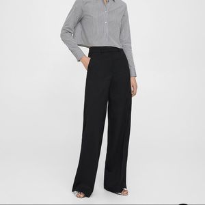 Theory Wide-Leg Pant in Textured Gabardine Sz2 BLK